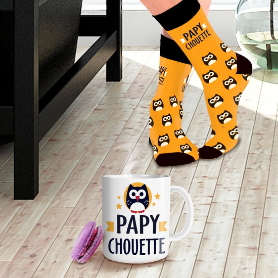 Coffret Mug + Chaussettes Papy Chouette